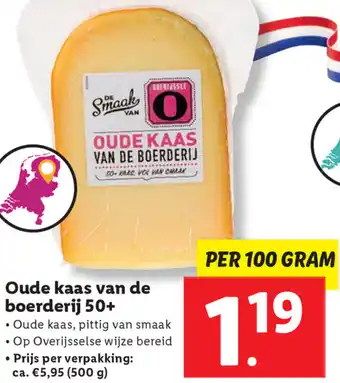 Lidl De Smaak van Oude kaas van de boerderij 50+ 100g aanbieding