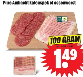 Dirk Pure ambacht katenspek of ossenworst 100 gram aanbieding