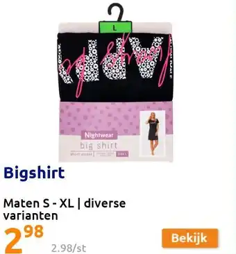 Action Bigshirt aanbieding