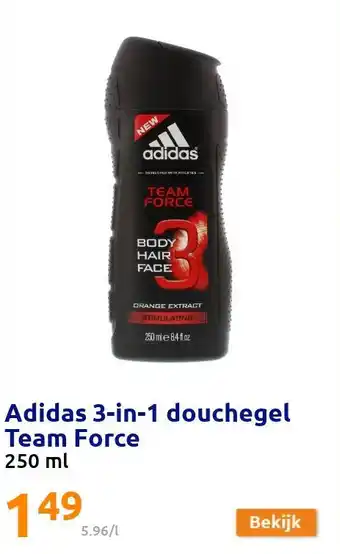 Action Adidas 3-in-1 douchegel Team Force aanbieding