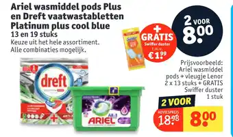 Kruidvat Ariel wasmiddel pods plus en dreft vaatwastabletten platinum plus cool blue aanbieding