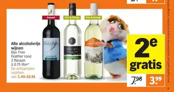 Albert Heijn Alle alcoholvrije wijnen 2 flessen a 0,75 liter aanbieding