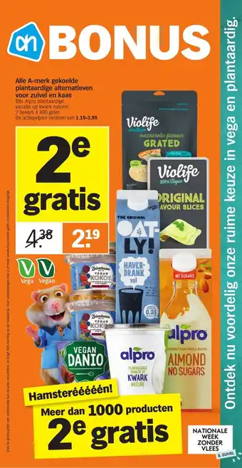 Albert Heijn Alle A-merk gekoelde plantaardige alternatieven voor zuivel en kaas aanbieding