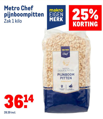 Makro Metro Chef pijnboompitten aanbieding