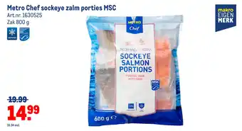 Makro Metro Chef sockeye zalm porties MSC aanbieding