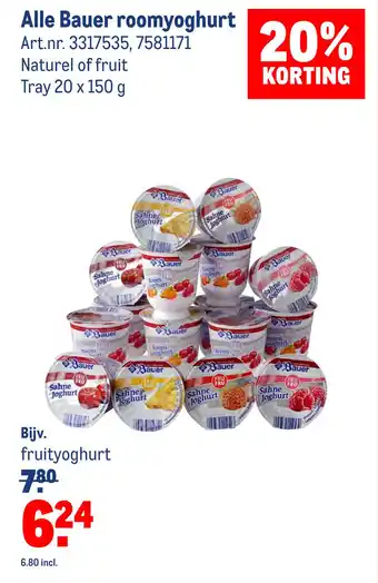 Makro Alle Bauer roomyoghurt aanbieding