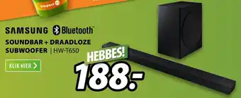 Expert SAMSUNG Soundbar met draadloze subwoofer | HW-T650 aanbieding