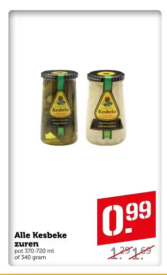 Coop Alle Kesbeke zuren pot 370-720 ml of 340 gram aanbieding