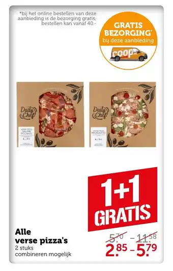 Coop Alle verse pizza's 2 stuks aanbieding