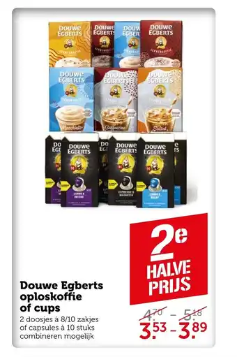 Coop Douwe Egberts oploskoffie of cups aanbieding