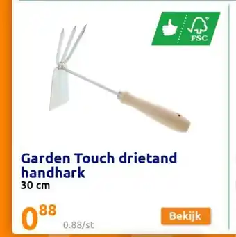 Action Garden Touch drietand handhark 30 cm aanbieding