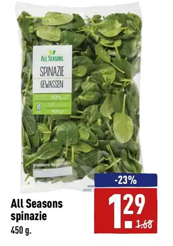 ALDI All seasons spinazie 450g aanbieding