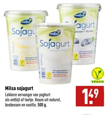 ALDI Milsa sojagurt 500g aanbieding