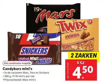 Lidl Candybars mini's 366g aanbieding