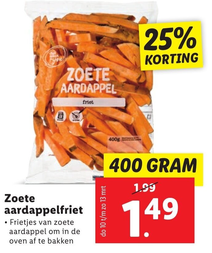 Zoete aardappelfriet 400g aanbieding bij Lidl