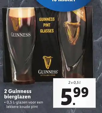 Lidl 2 Guinness bierglazen aanbieding