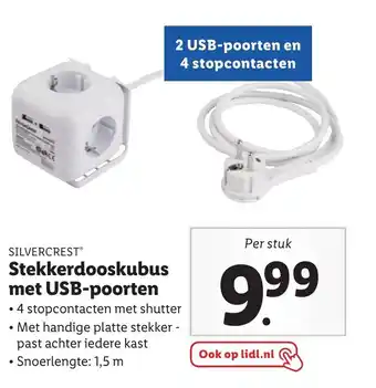 Lidl Stekkerdooskubus met USB-poorten aanbieding