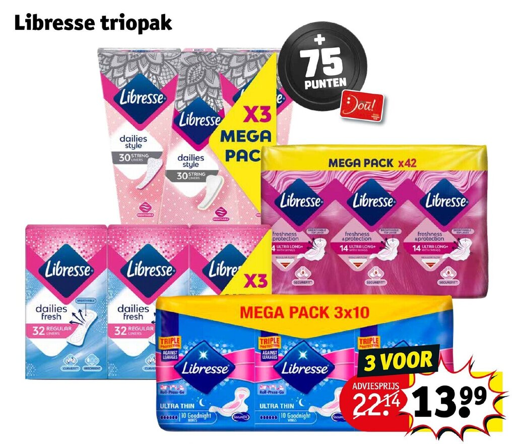 Libresse triopak aanbieding bij Kruidvat