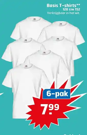 Trekpleister Basis T-shirts 128 t/m 152 6-pak aanbieding