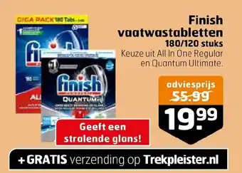 Trekpleister Finish vaatwastabletten 180/120 stuks aanbieding