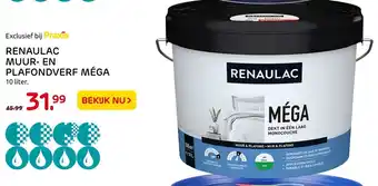 Praxis Renaulac Muur- en Plafondverf Mega 10L aanbieding