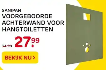 Praxis SanipanVoorgeboorde Achterwand voor hangtoiletten aanbieding