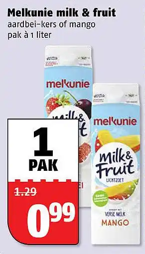 Poiesz Melkunie milk & fruit aanbieding