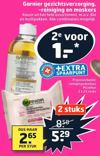 Trekpleister Garnier gezichtsverzorging, -reiniging en maskers aanbieding