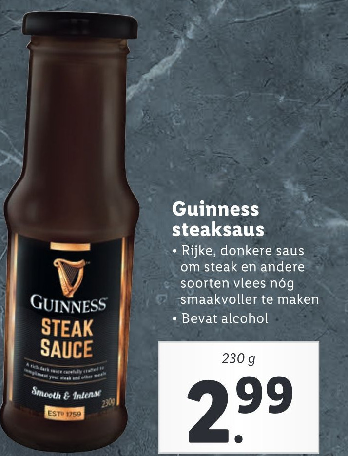 Guinness steaksaus aanbieding bij Lidl