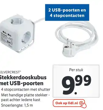 Lidl SILVERCREST Stekkerdooskubus met USB-poorten aanbieding