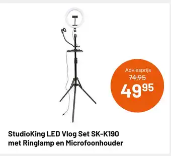 Kamera Express StudioKing LED Vlog Set SK-K190 met Ringlamp en Microfoonhouder aanbieding