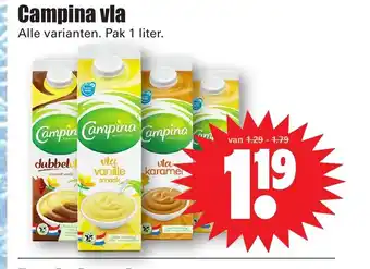 Dirk Campina vla pak 1 liter aanbieding