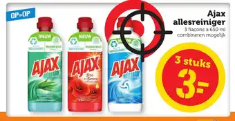 Coop Ajax allesreiniger 3 flacons a 650 ml aanbieding