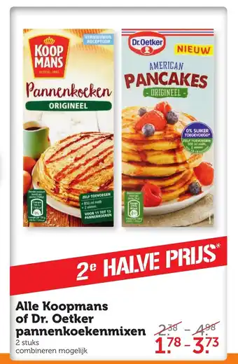 Coop Alle Koopmans of Dr. Oetker pannenkoekenmixen 2 stuks aanbieding