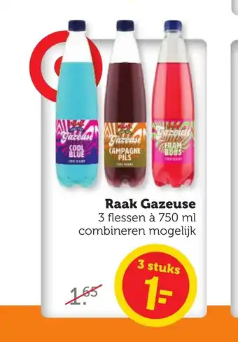 Coop Raak Gazeuse 3 flessen a 750 ml aanbieding