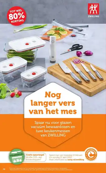 Coop Nog langer vers van het mes Spaar nu voor glazen vacuum bewaardozen en luxe keukenmessen van zwilling aanbieding