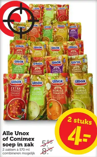 CoopCompact Alle unox of conimex soep in zak 570ml aanbieding