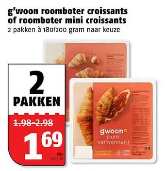 Poiesz G'woon roomboter croissants of roomboter mini croissants aanbieding