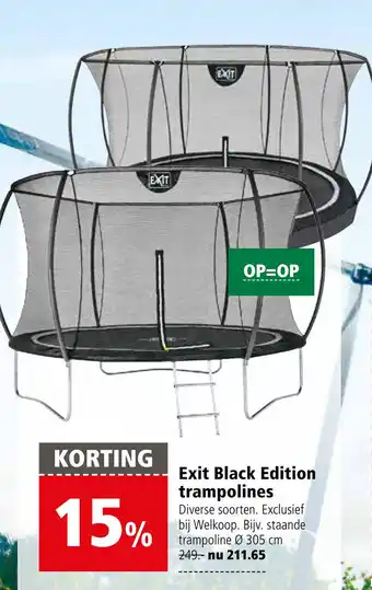 Welkoop Exit Black Edition trampolines aanbieding