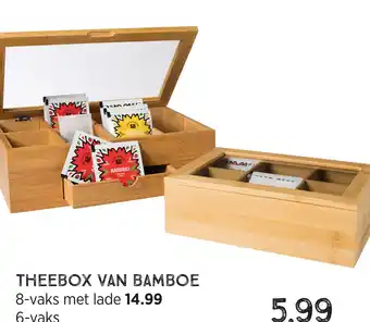 Xenos Theebox van bamboe 6-vaks aanbieding