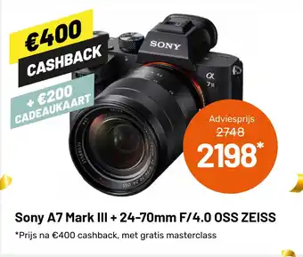 Kamera Express Sony A7 Mark III + 24-70mm F/4.0 OSS ZEISS aanbieding