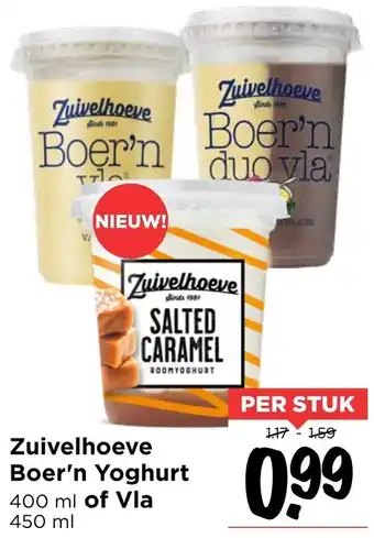 Vomar Voordeelmarkt Zuivelhoeve Boer'n yoghurt 400ml of vla 450g aanbieding