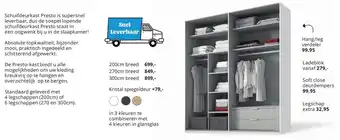 NLslaapt Schuifdeurkast Presto 200cm breed aanbieding