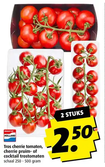 Boni Tros cherrie tomaten, cherrie pruim- of cocktail trostomaten aanbieding