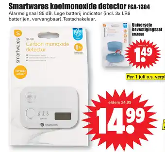 Dirk Smartwares koolmonoxide detector FGA-1304 aanbieding