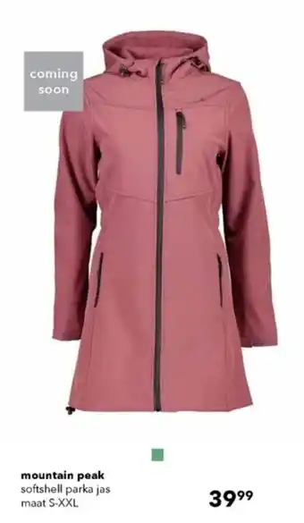 Scapino Mountain peak softshell parka jas maat S-XXL aanbieding