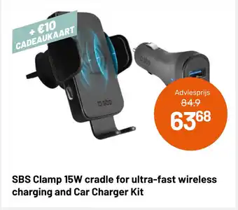 Kamera Express SBS Clamp 15W cradle for ultra-fast wireless charging and Car Charger Kit aanbieding