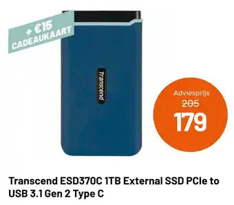 Kamera Express Transcend ESD370C 1TB External SSD PCle to USB 3.1 Gen 2 Type C aanbieding