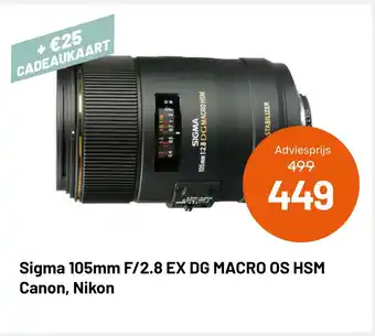 Kamera Express Sigma 105mm F/2.8 EX DG MACRO OS HSM Canon, Nikon aanbieding