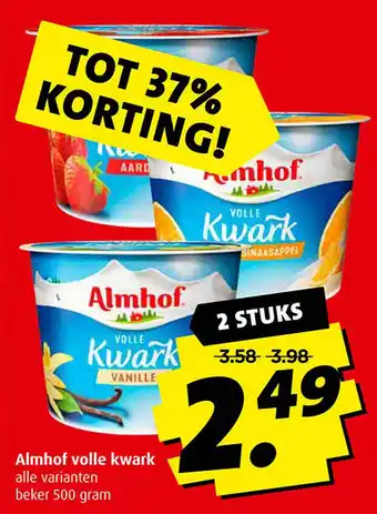 Boni Almhof volle kwark 500 gram aanbieding